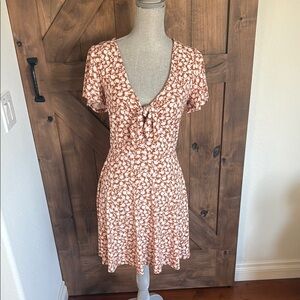 Socialite Orange and Pink Wrap Mini Dress with Flutter Sleeves
